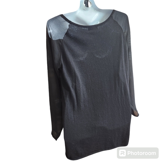 Jeans by Buffalo "Bondy" Gothcore Sheer Long Sleeve Rave Hi-Low Black Sweater L - Picture 5 of 10